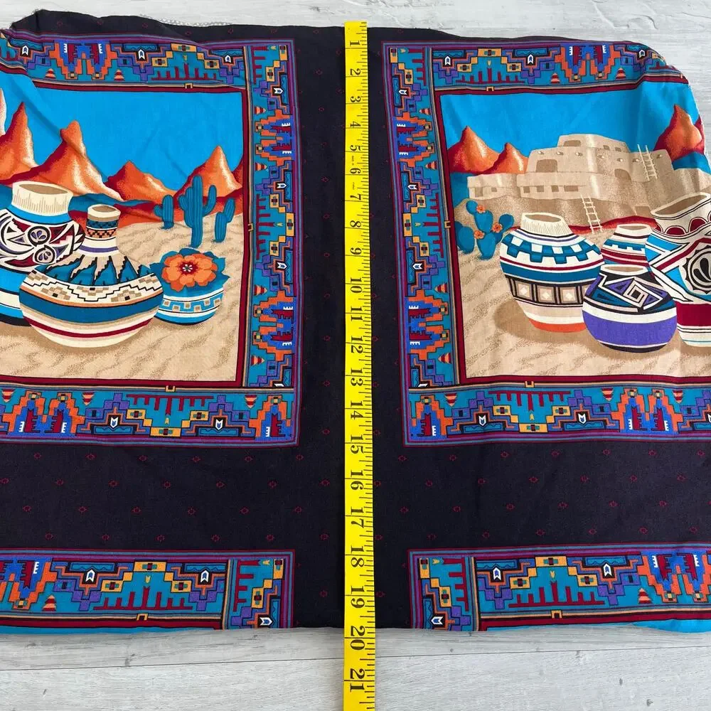 Vintage Cranston Print Works Aztec Southwestern Love Seat Slip Cover & Pillow